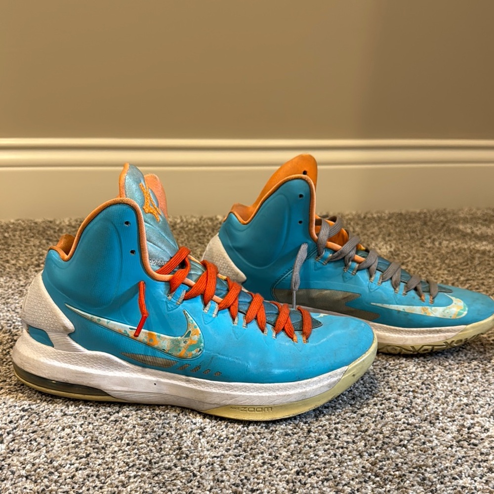 High Top KD Men’s 
Nike Blue and Orange High-Top Sneakers